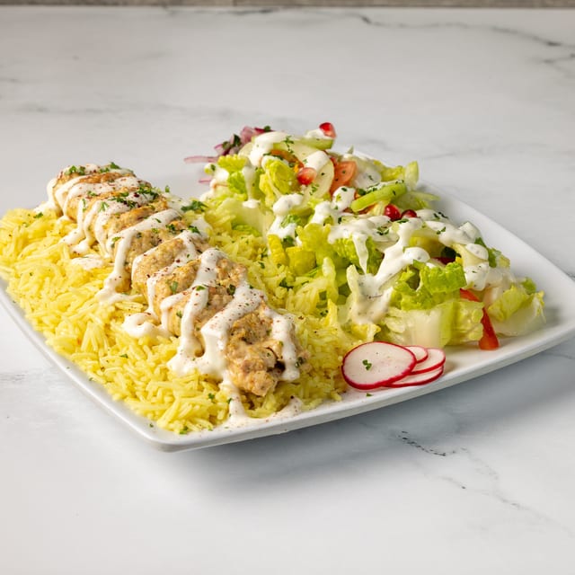 #27 Chicken Kafta Kabob Entree.